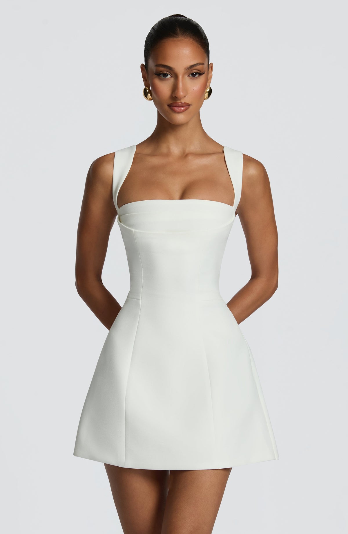 Iona Satin Mini Dress Ivory 1