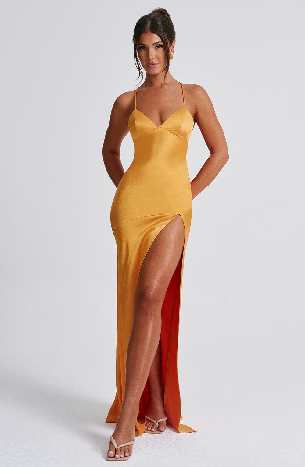 Isobel Maxi Dress in Black Tangerine 9