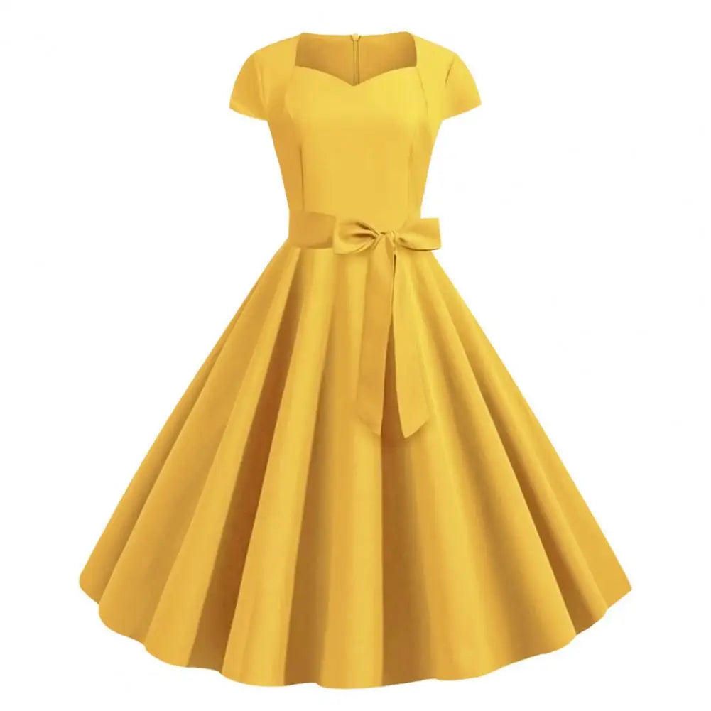 Margot Vintage Yellow Midi Dress Yellow 1