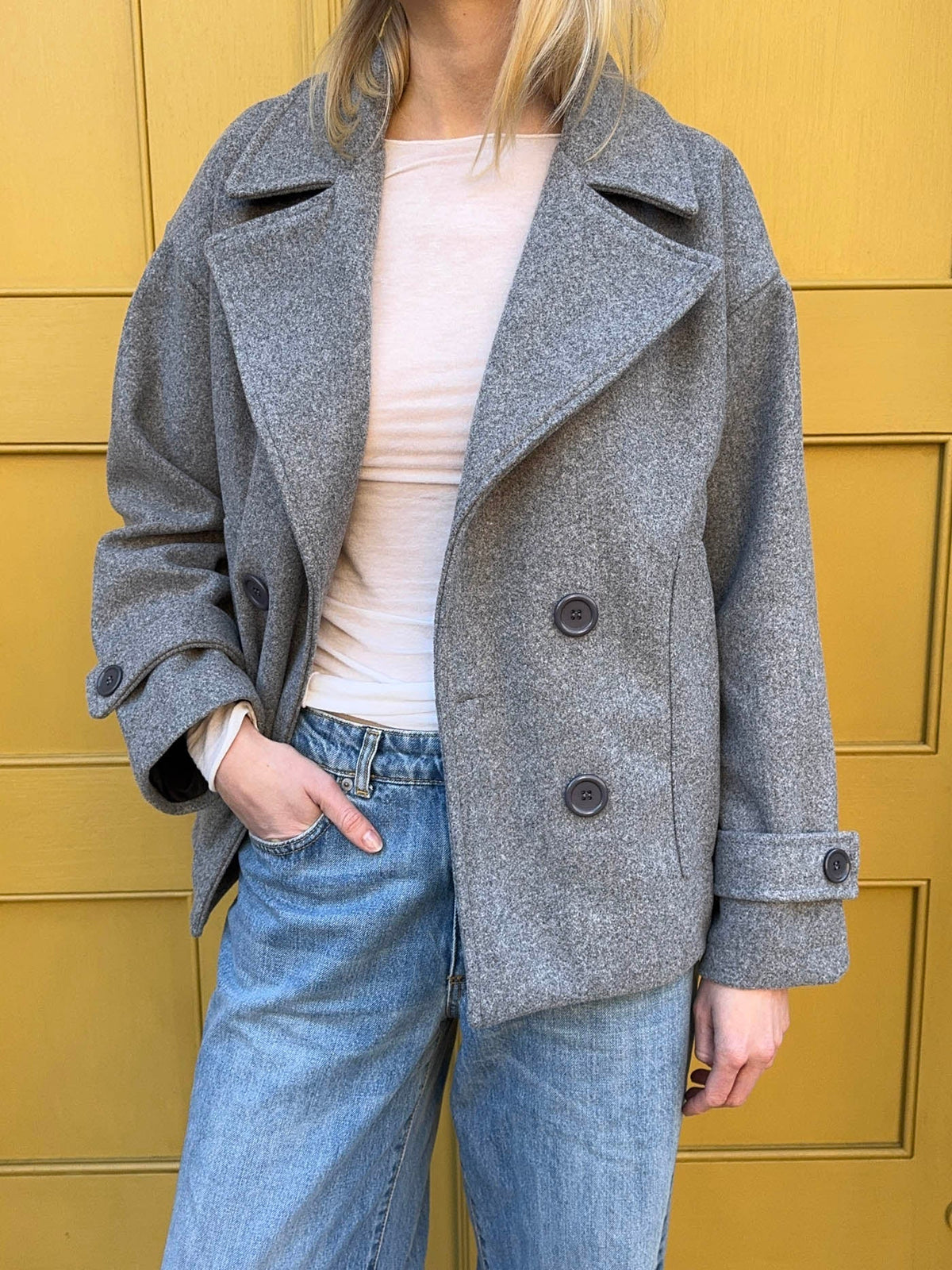 Ginalli Double-Breasted Wool Coat Grey 9