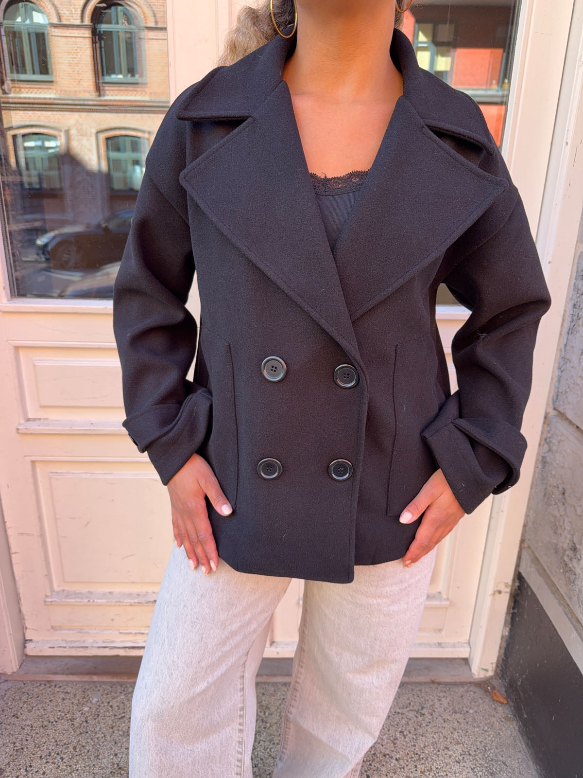 Isabelle Grey Wool Coat Black 1