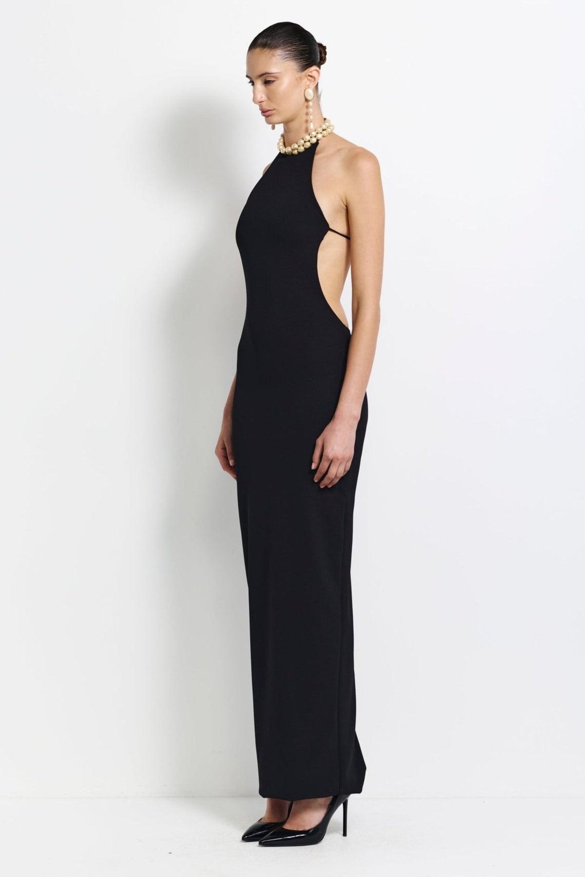 Jett Satin Maxi Dress Black 3