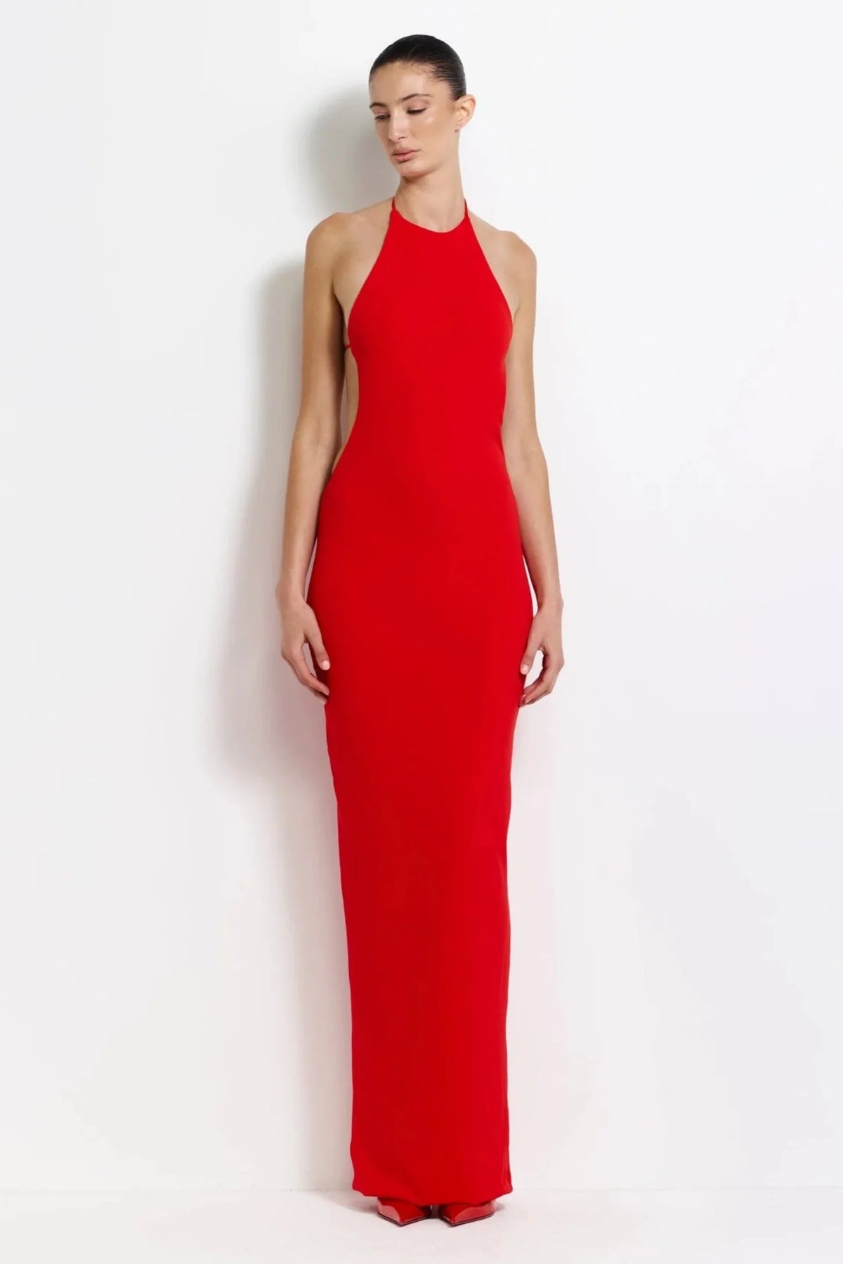 Jett Satin Maxi Dress Cherry Red 1