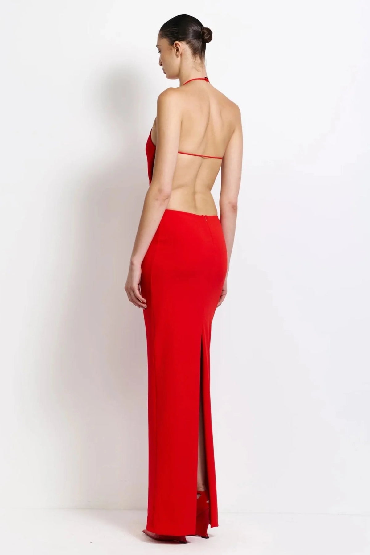 Jett Satin Maxi Dress Cherry Red 2
