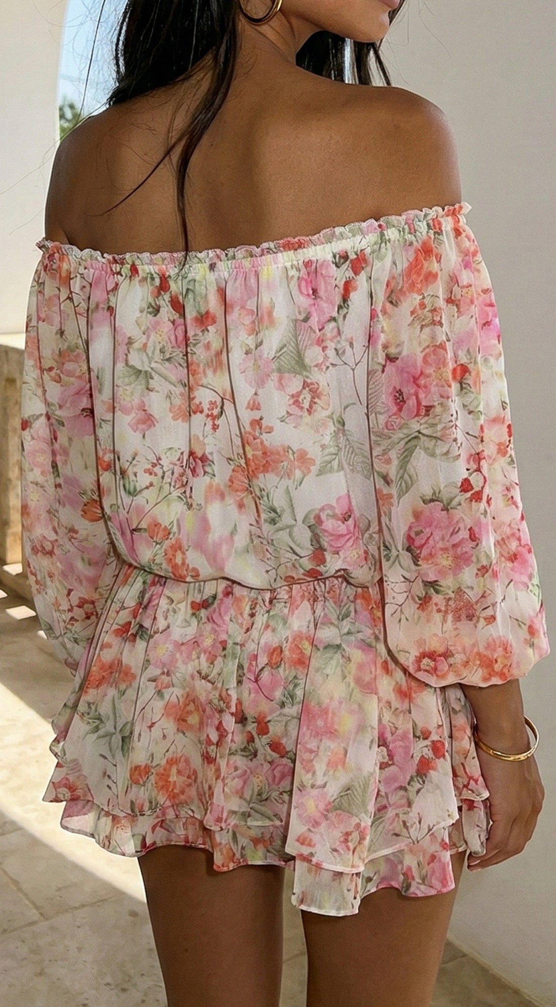 Cyrene Floral Off-Shoulder Mini Dress Floral Pink 6