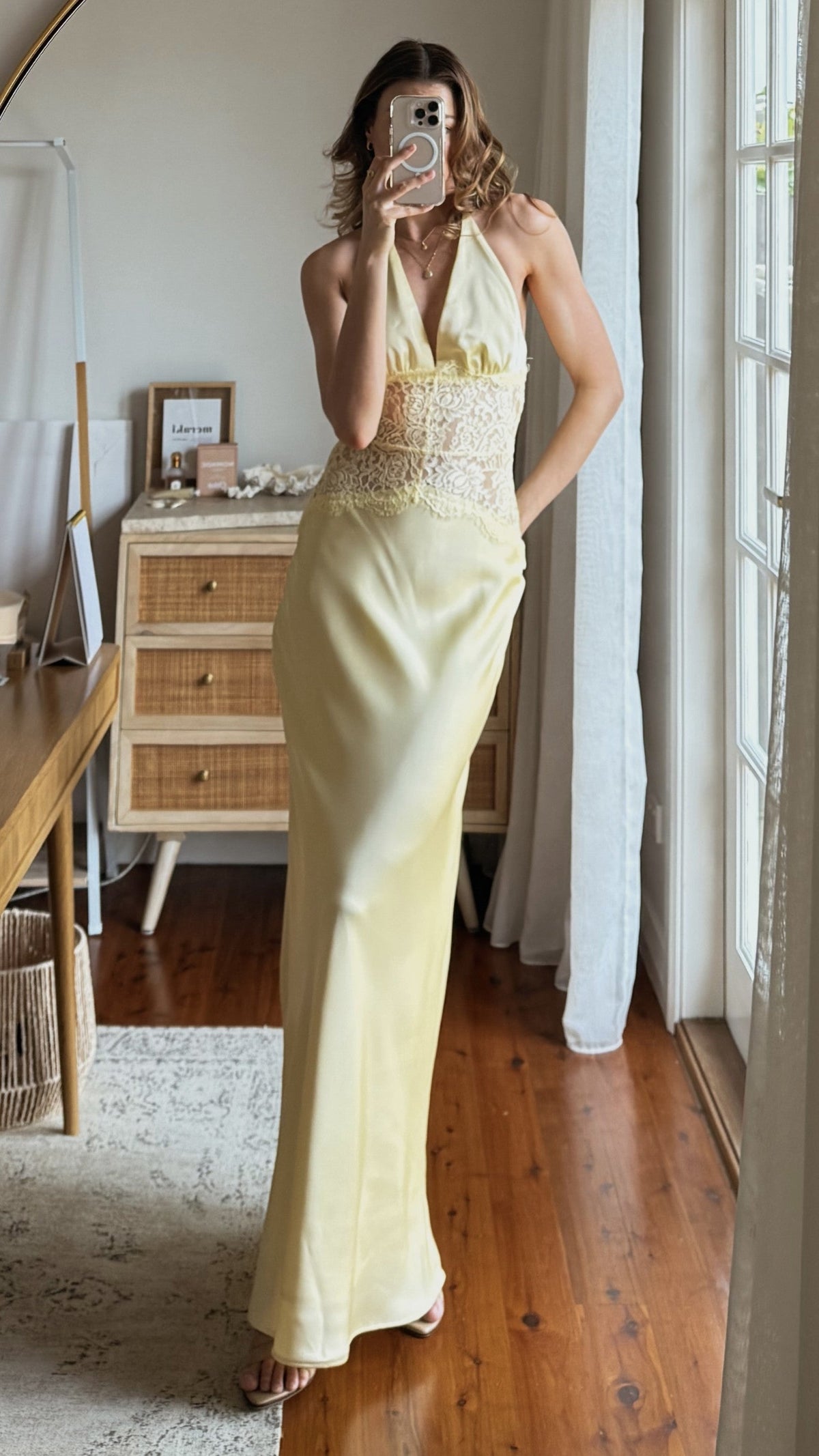 Celia Lace Maxi Dress in Plum Yellow 3