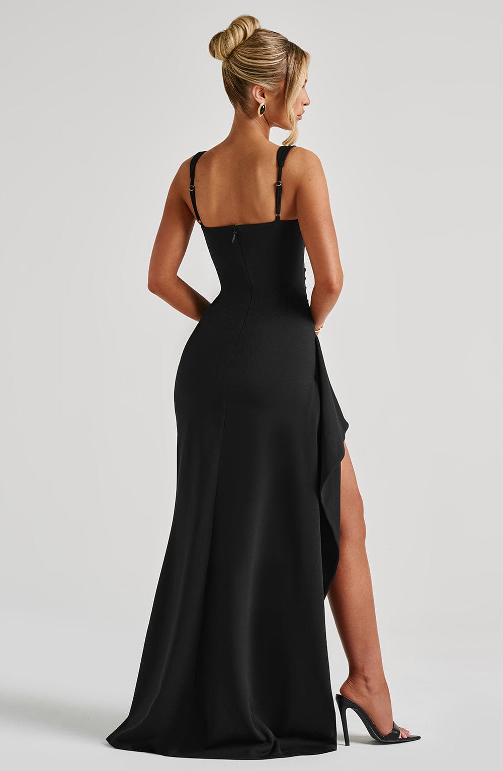 Katana Satin Maxi Dress in Black Black 2