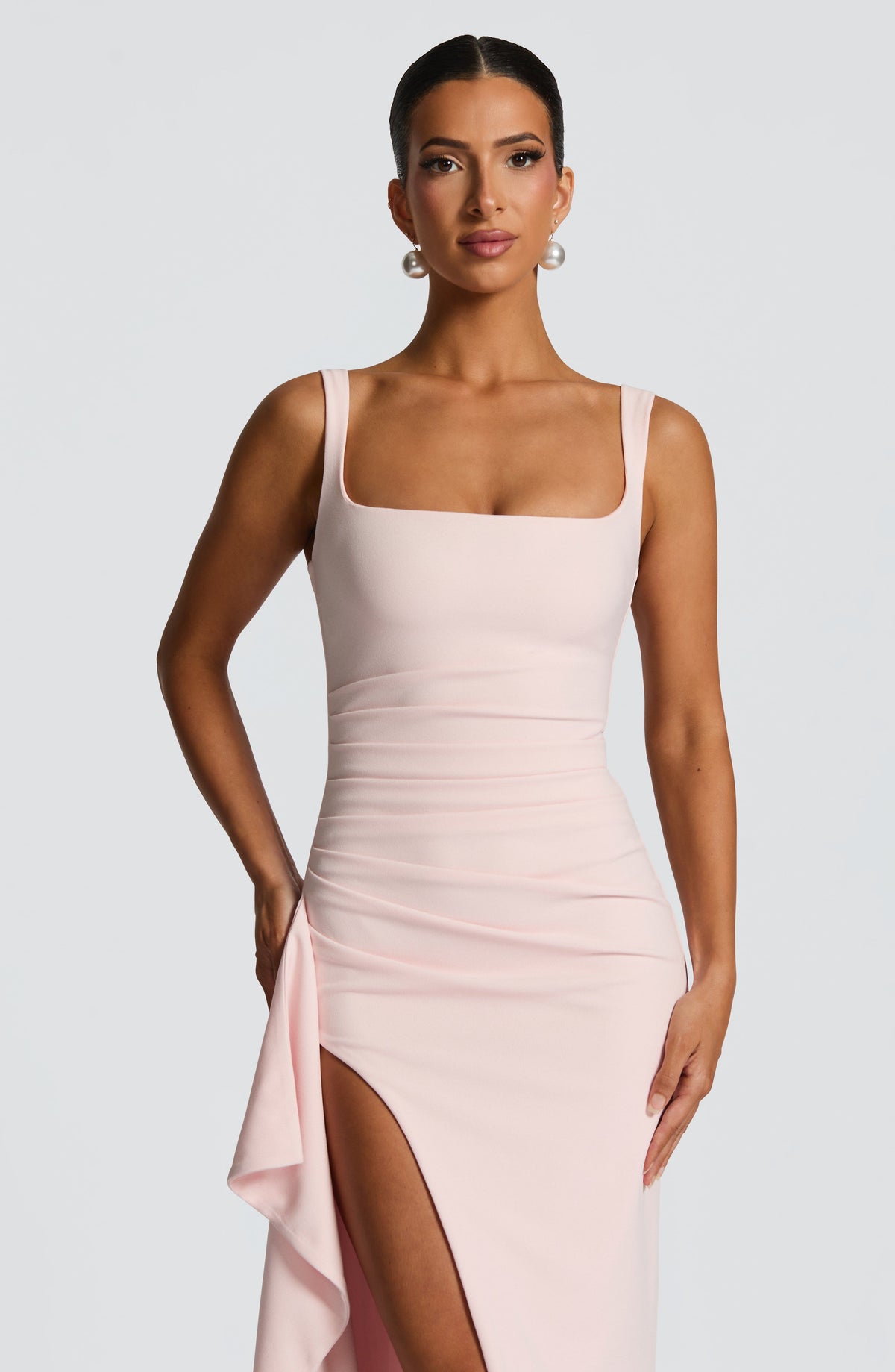 Katana Satin Maxi Dress in Black Blush 6