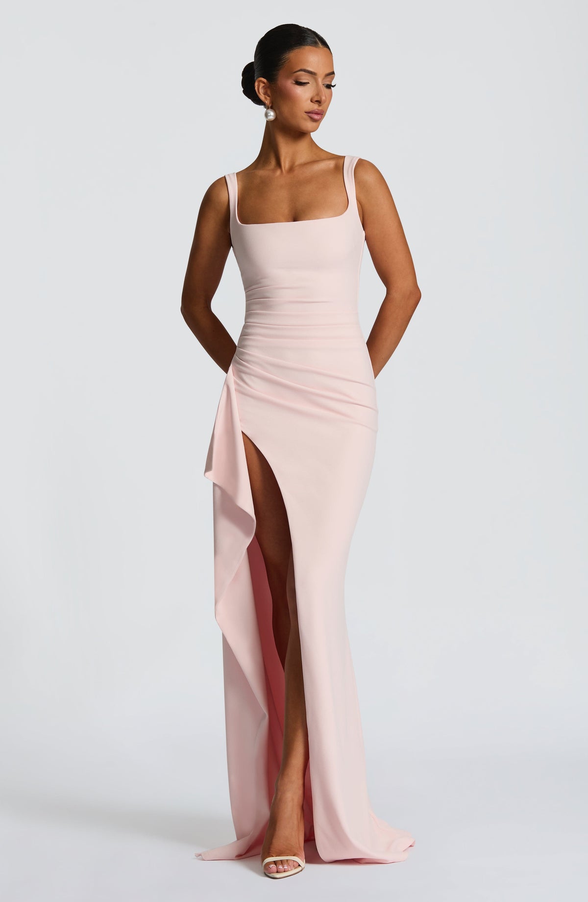Katana Satin Maxi Dress in Black Blush 7