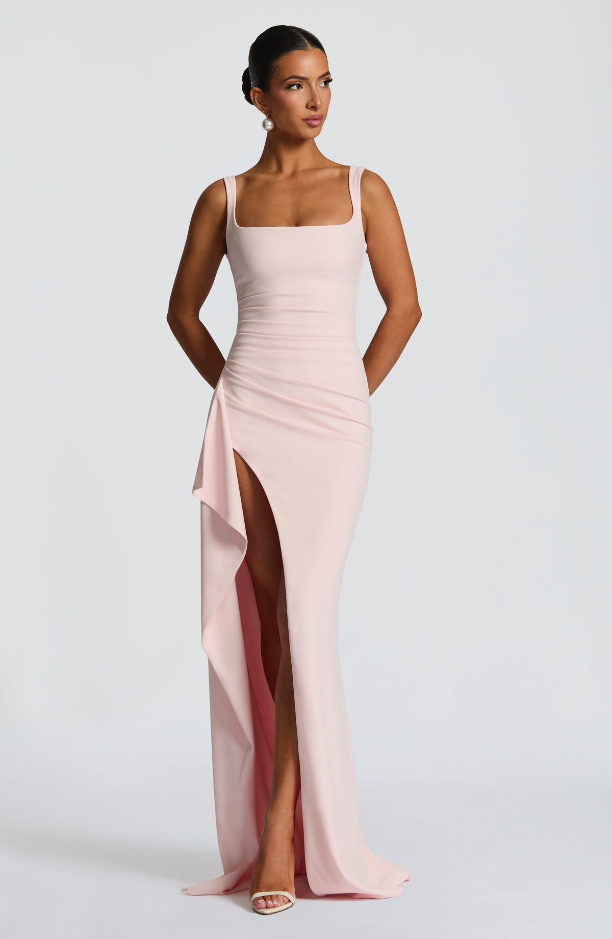Katana Satin Maxi Dress in Black Blush 5