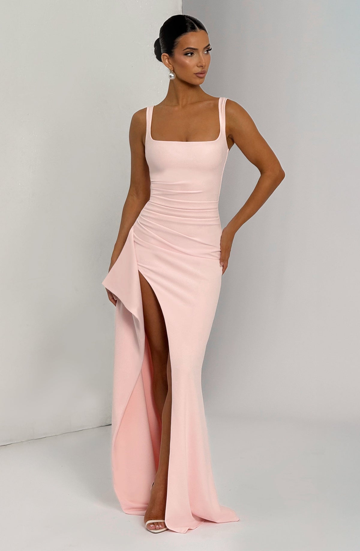 Katana Satin Maxi Dress in Black Blush 2