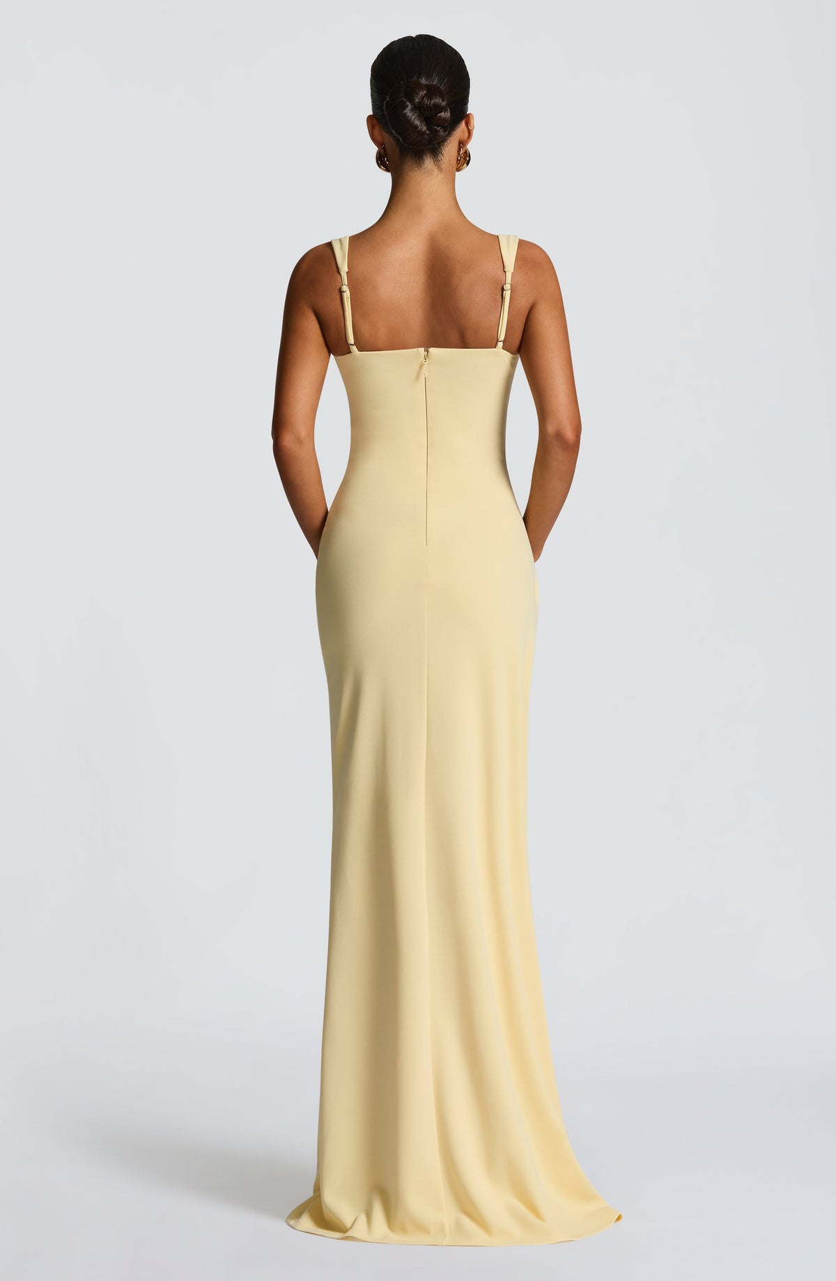 Katana Satin Maxi Dress in Black Lemon 3