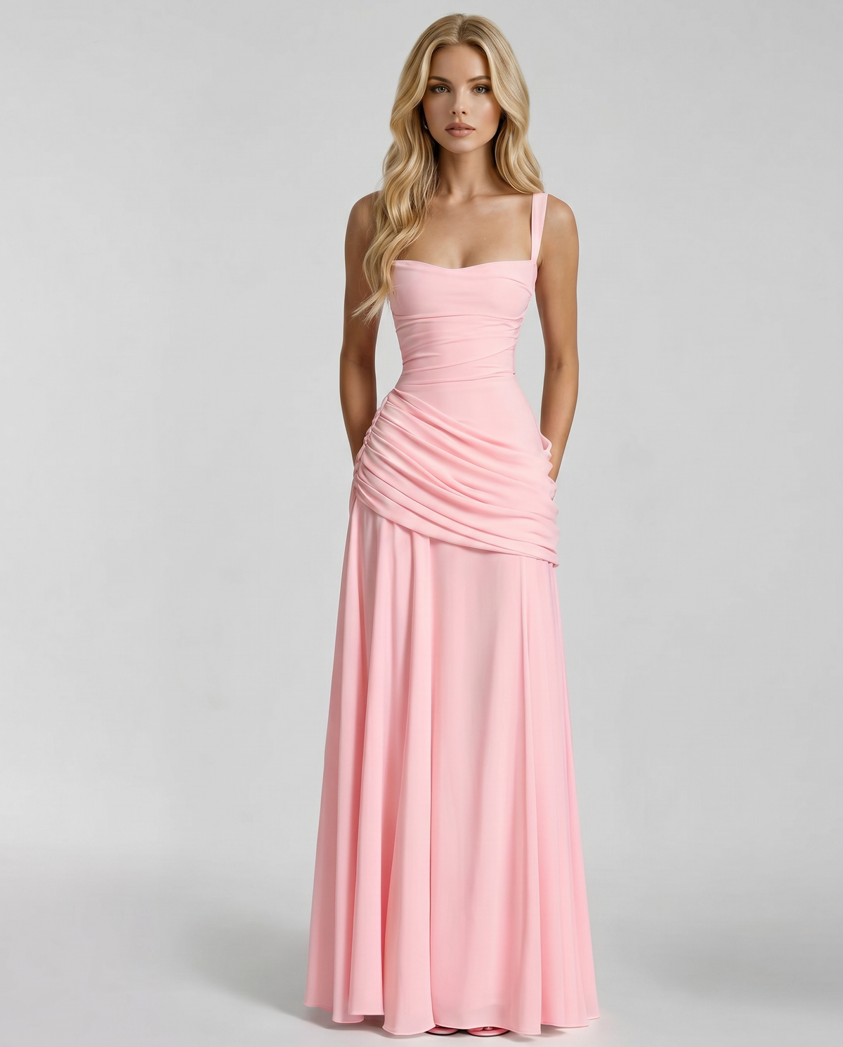 Charlotte Ruched Maxi Dress White 9