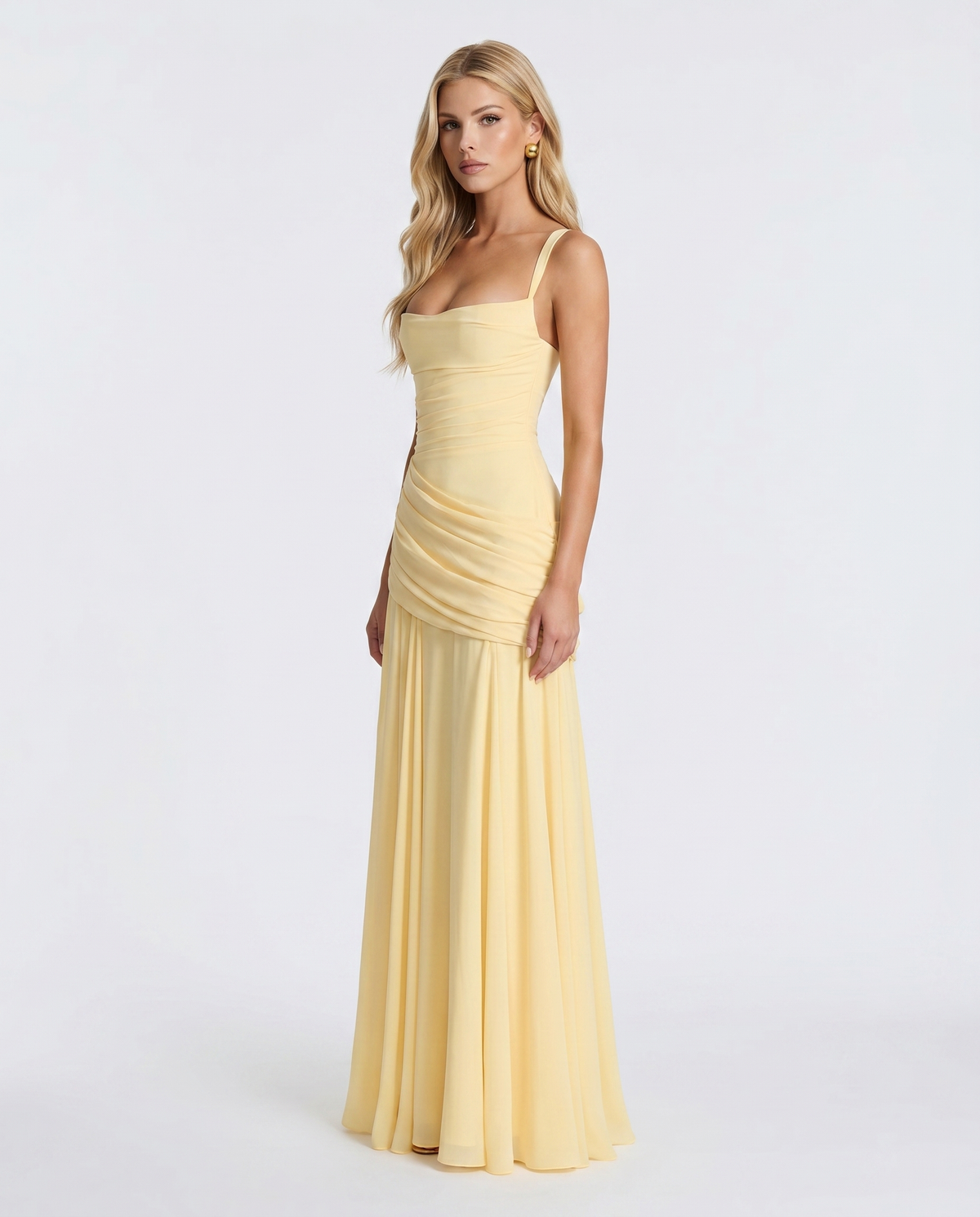 Charlotte Ruched Maxi Dress Yellow 3