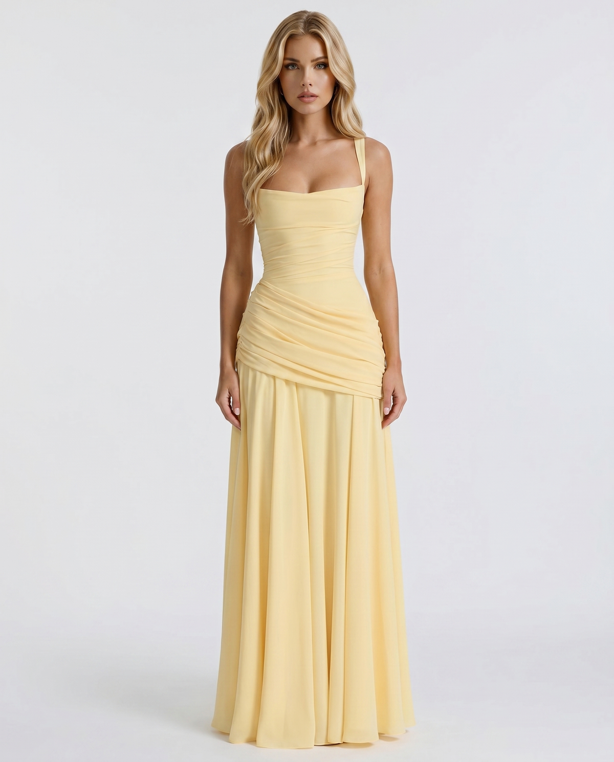 Charlotte Ruched Maxi Dress Navy 1