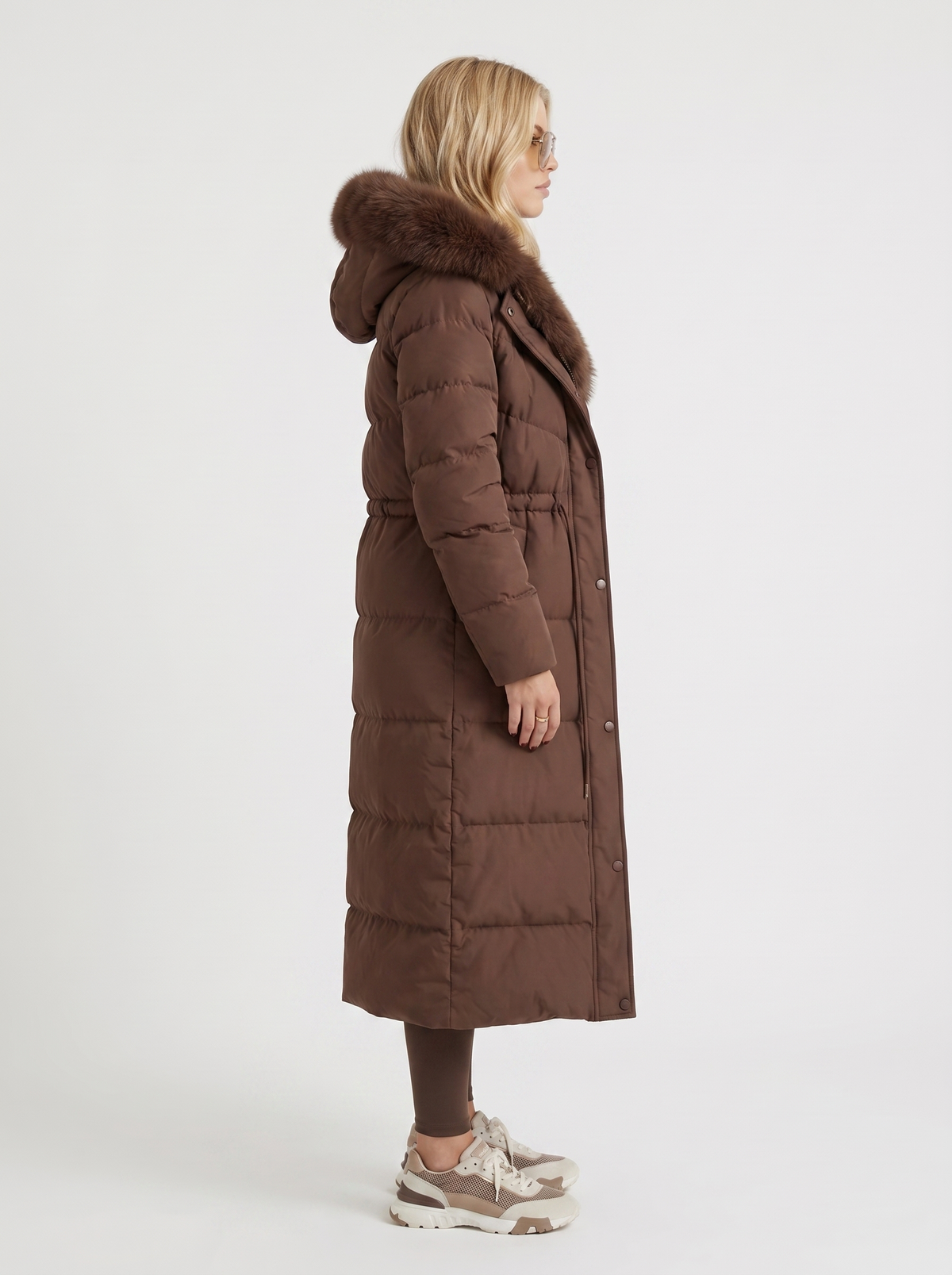Elise Quilted Puffer Coat Brown 4