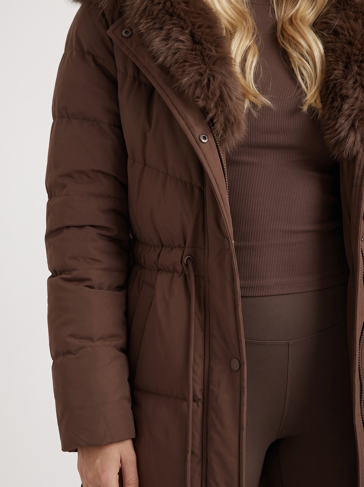 Elise Quilted Puffer Coat Brown 6
