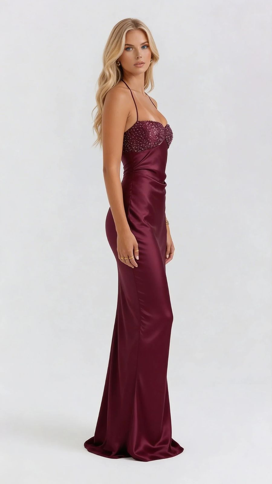 Jade Sequin Maxi Dress Burgundy 2