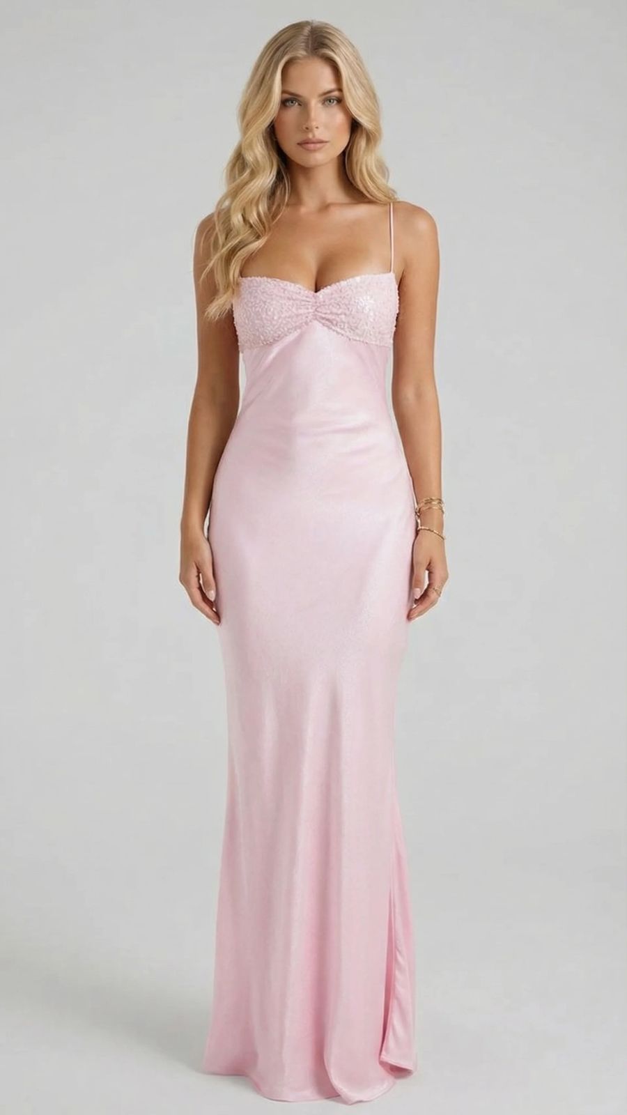 Jade Sequin Maxi Dress Pink 1