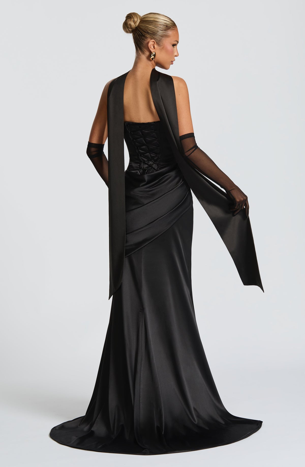 Kensington Plum Satin Maxi Dress Black 2