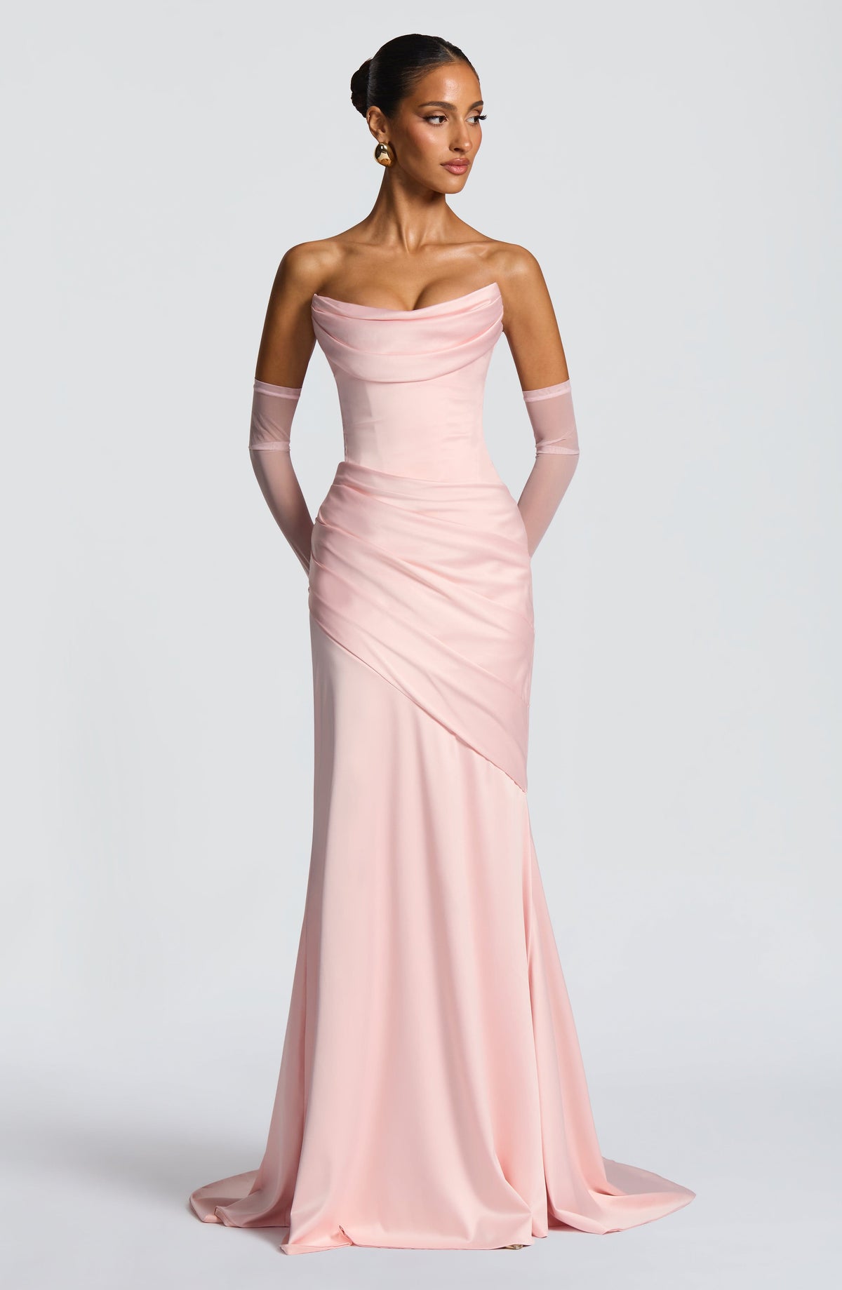 Kensington Plum Satin Maxi Dress Blush 4