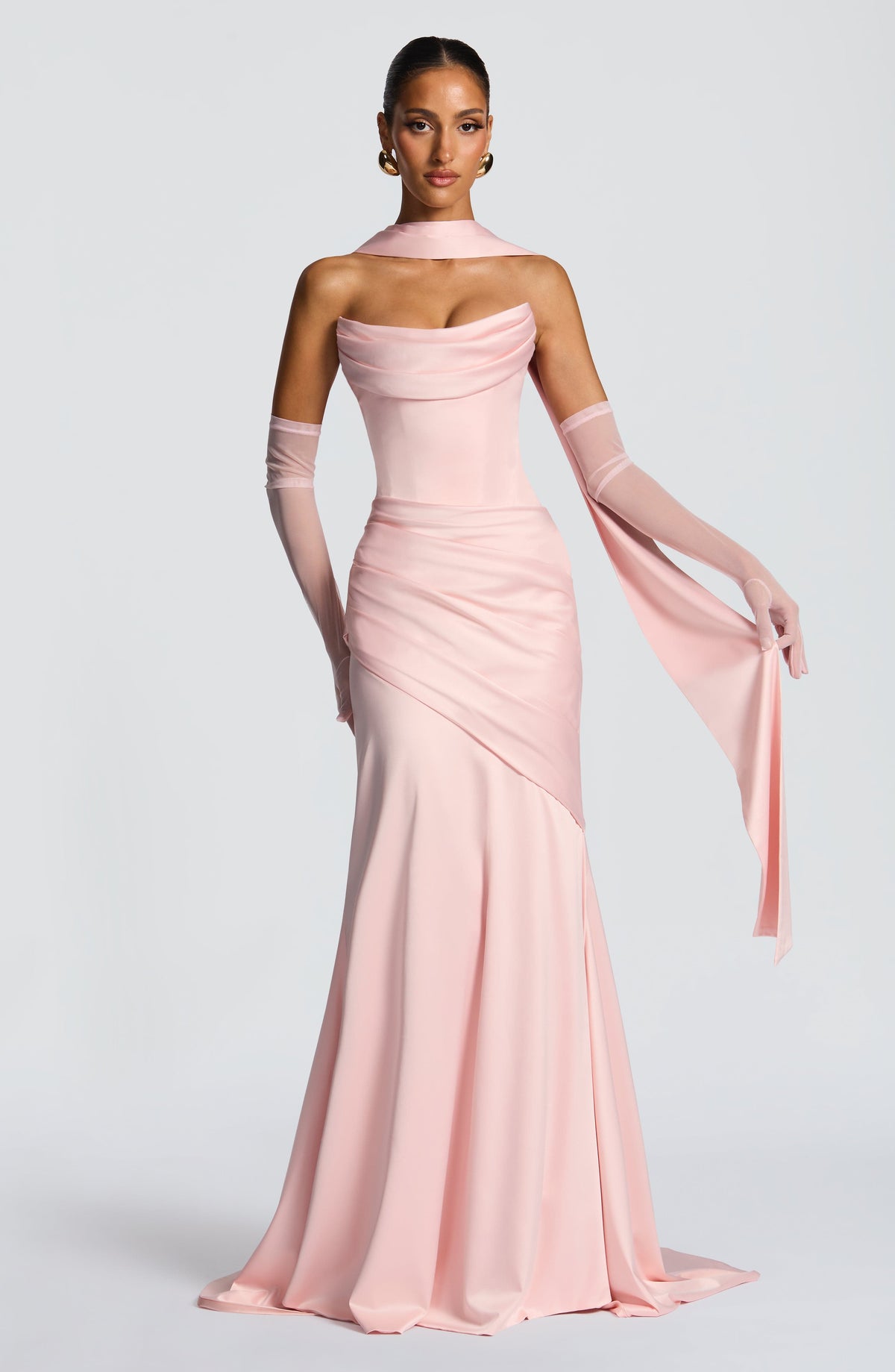 Kensington Plum Satin Maxi Dress Blush 10
