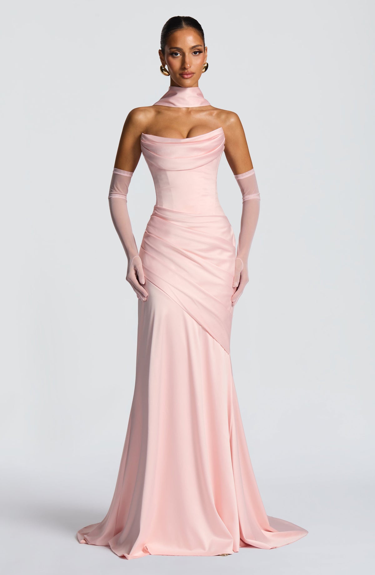 Kensington Plum Satin Maxi Dress Blush 1