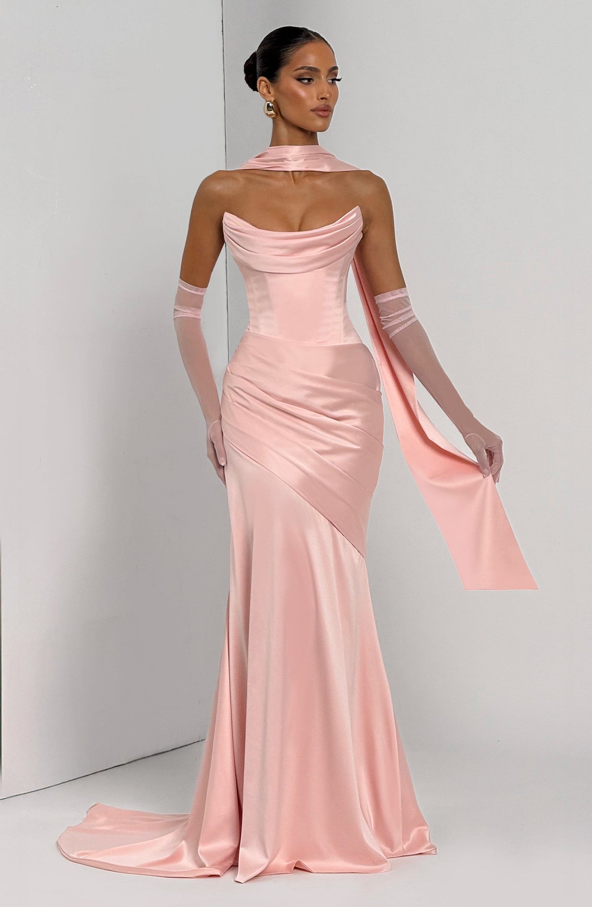 Kensington Plum Satin Maxi Dress Blush 6