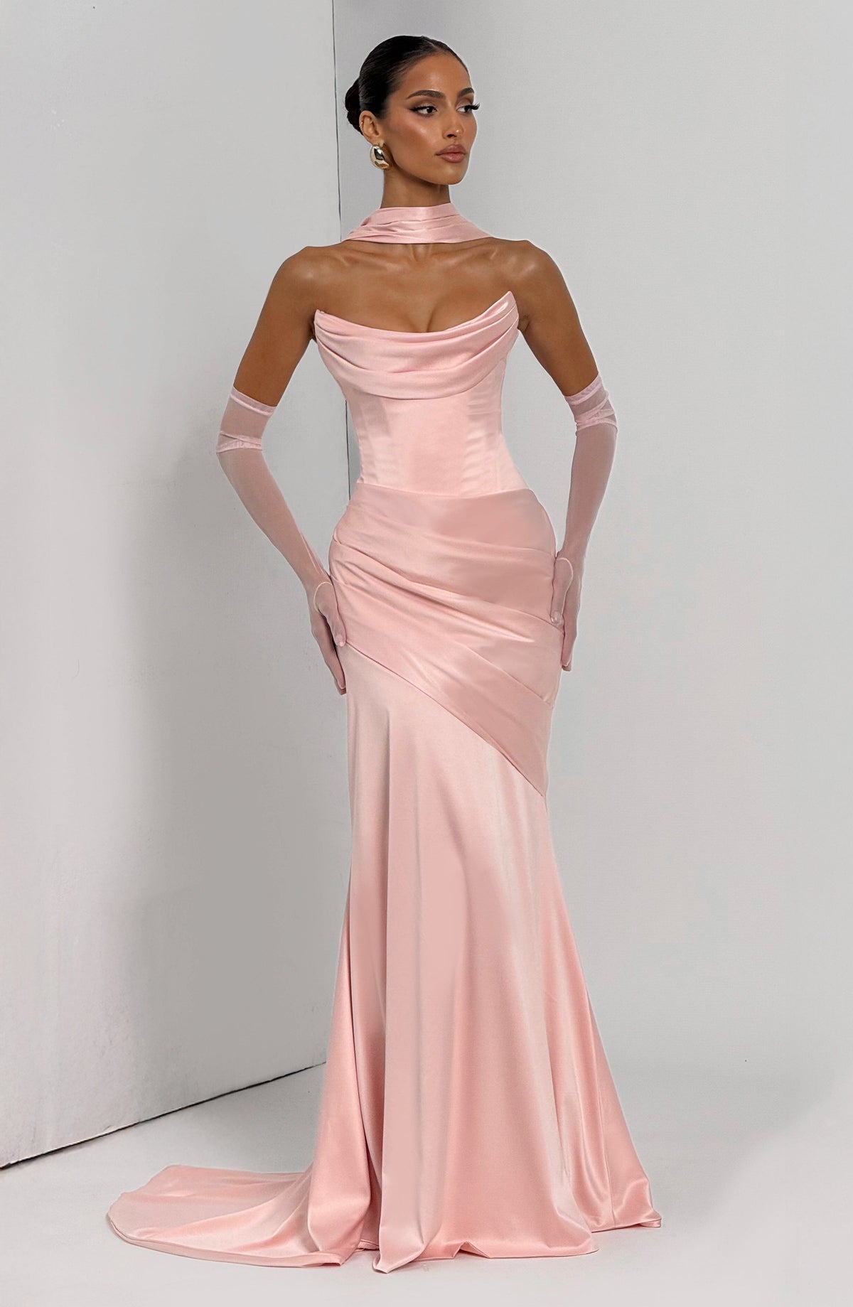 Kensington Plum Satin Maxi Dress Blush 7