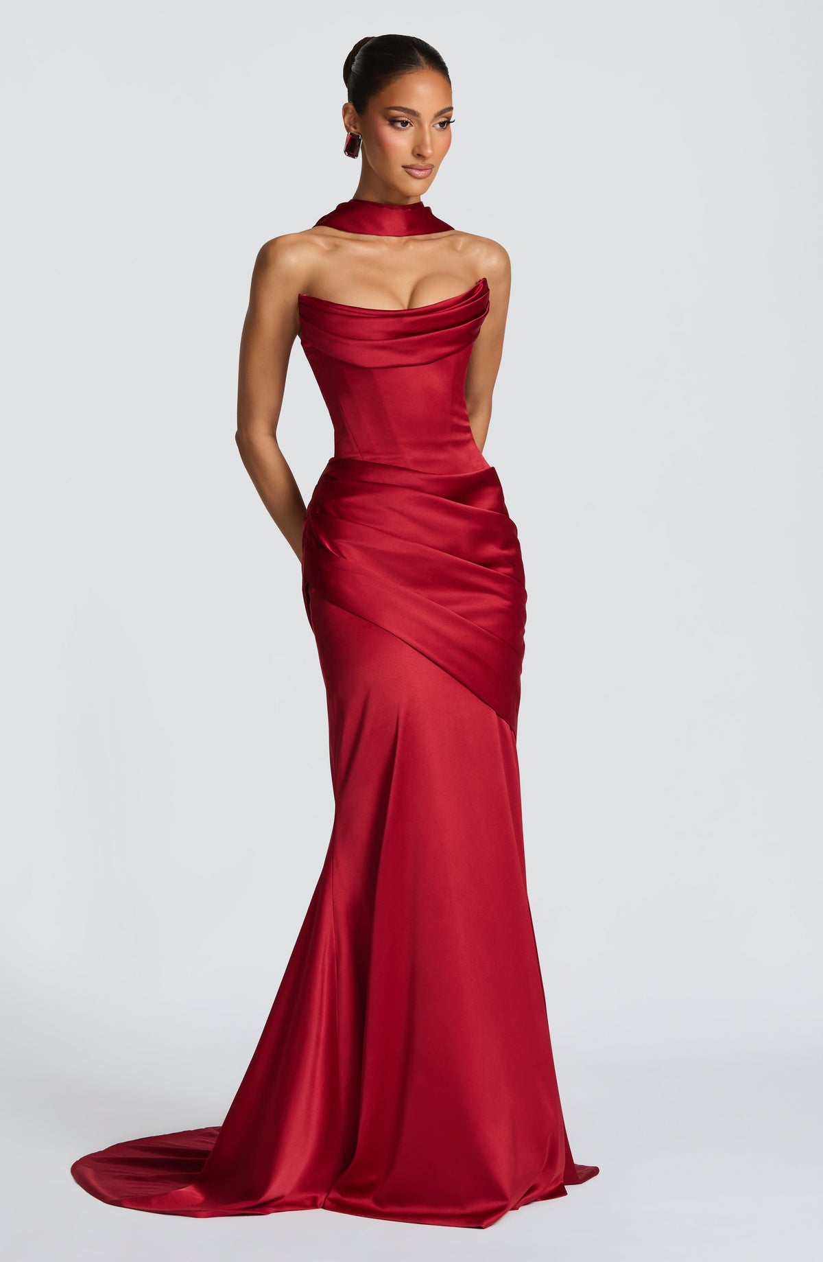 Kensington Plum Satin Maxi Dress Deep Red 6
