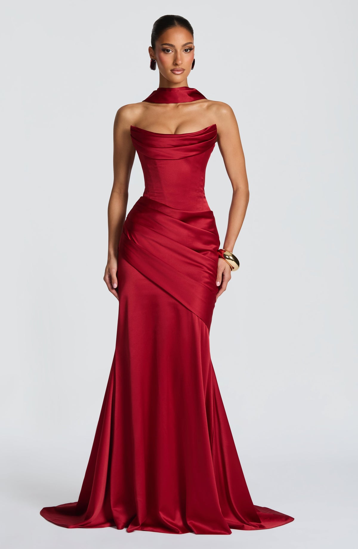 Kensington Plum Satin Maxi Dress Deep Red 5