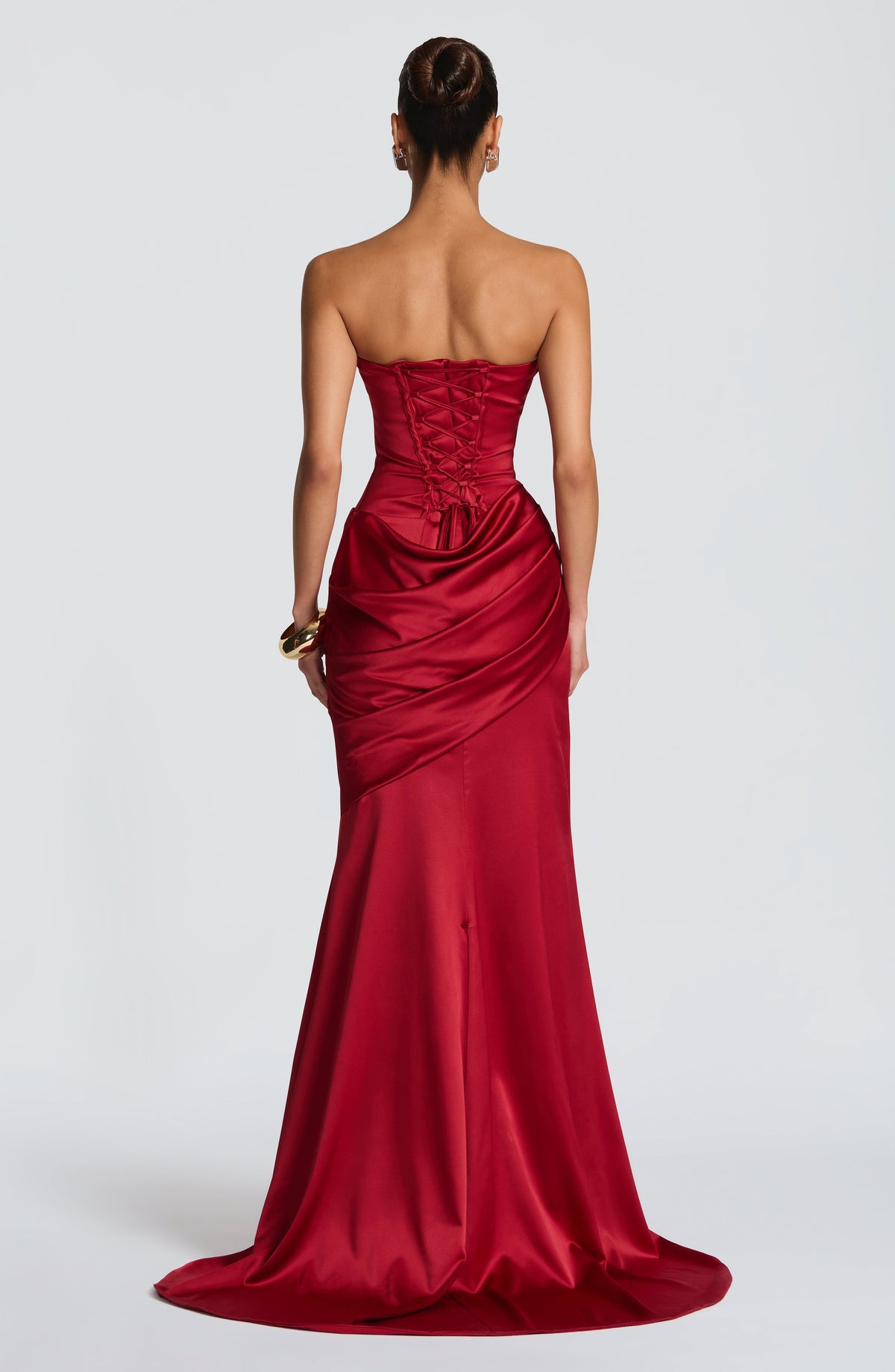 Kensington Plum Satin Maxi Dress Deep Red 3