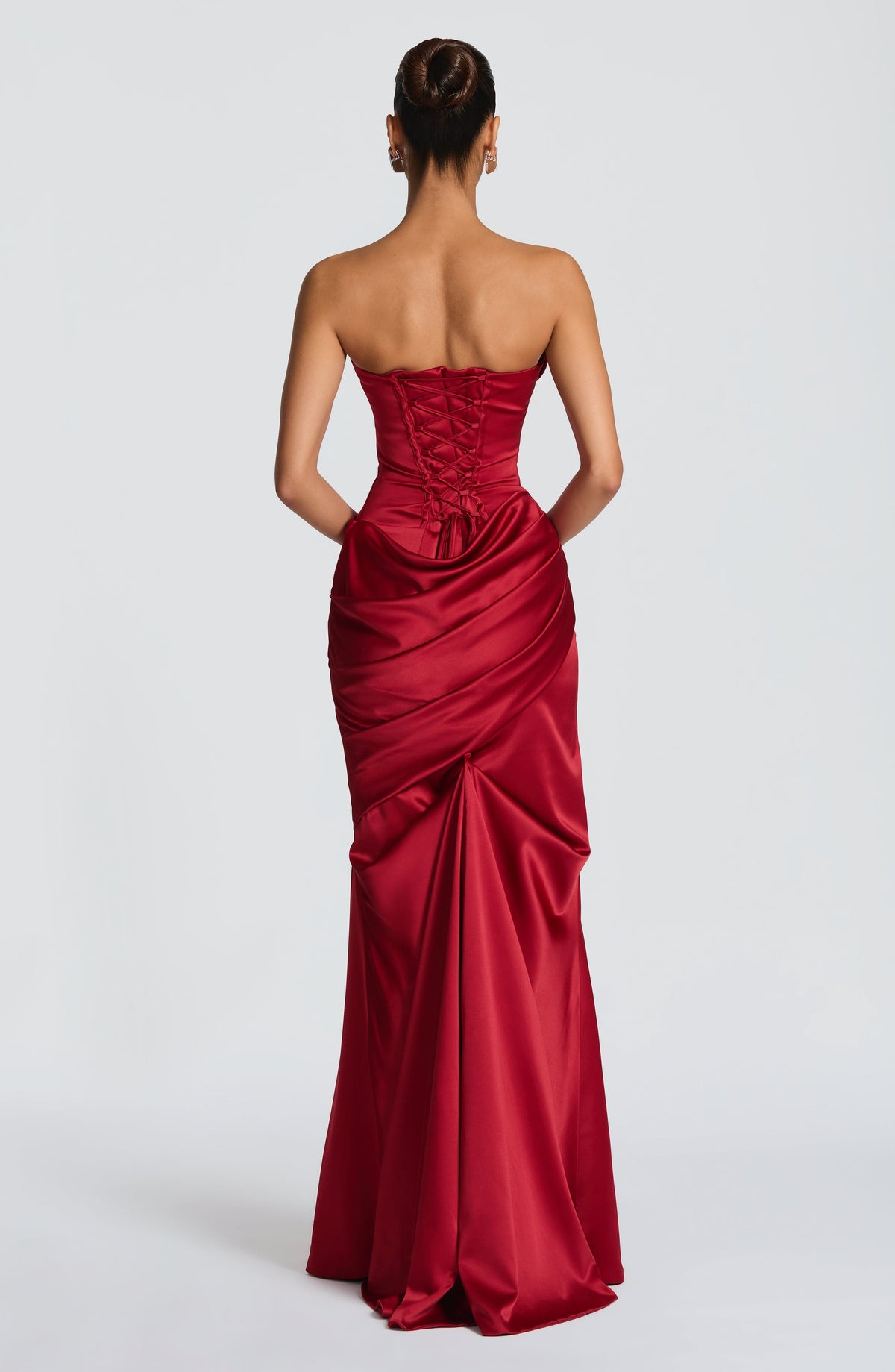 Kensington Plum Satin Maxi Dress Deep Red 4