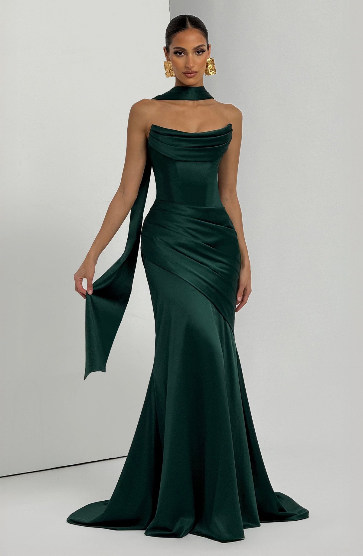 Kensington Plum Satin Maxi Dress Emerald 10