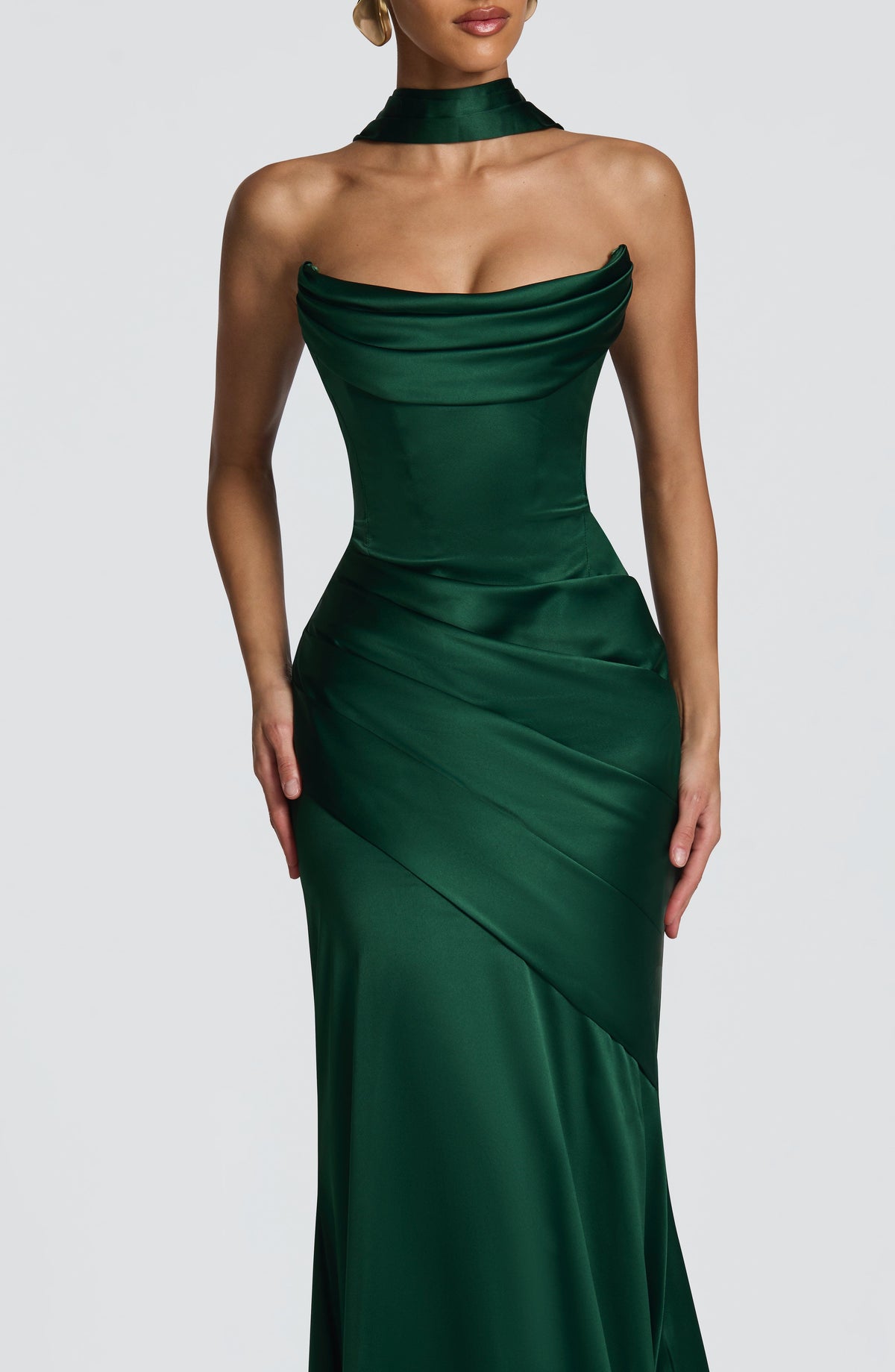 Kensington Plum Satin Maxi Dress Emerald 8