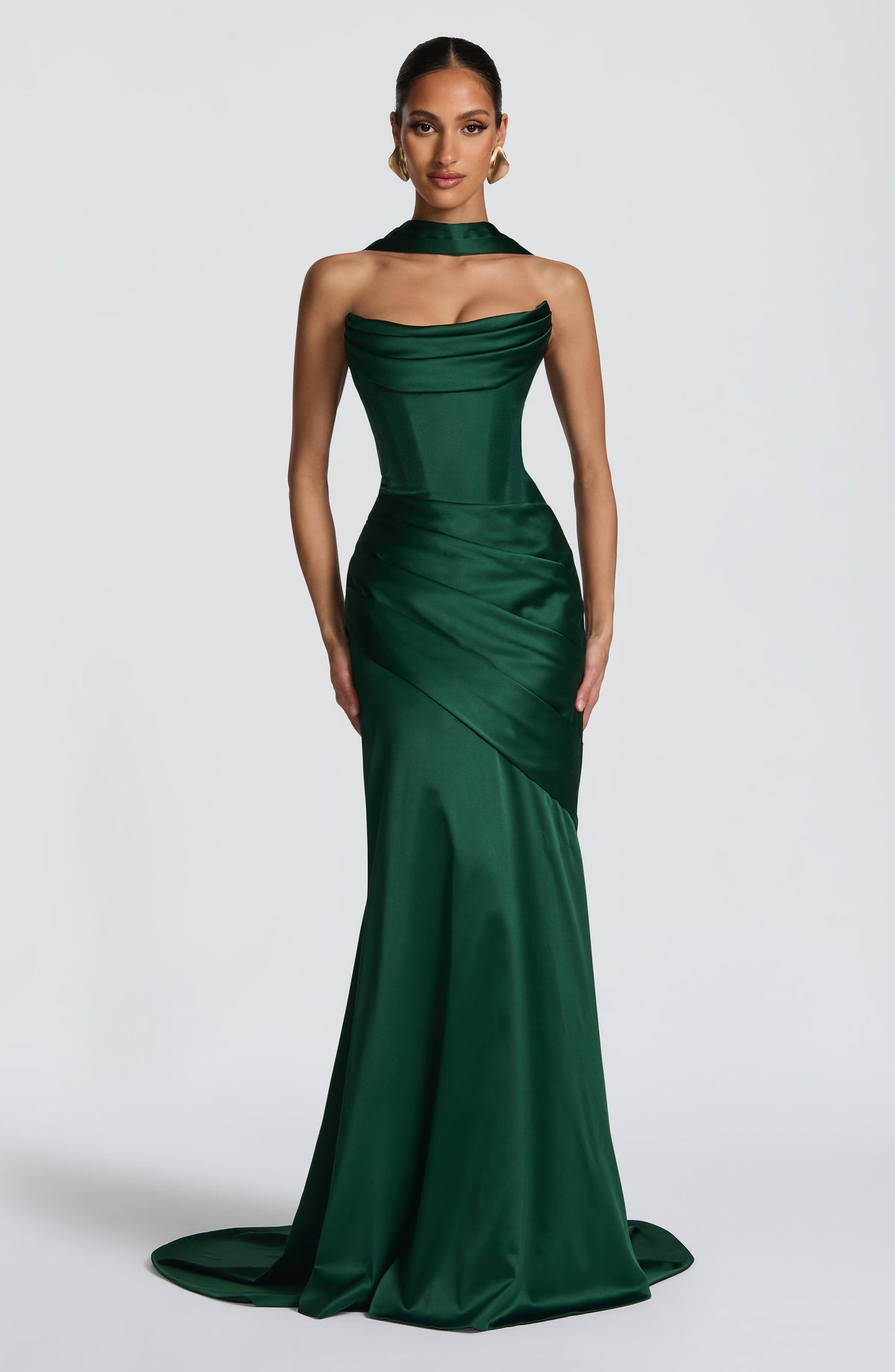 Kensington Plum Satin Maxi Dress Emerald 9