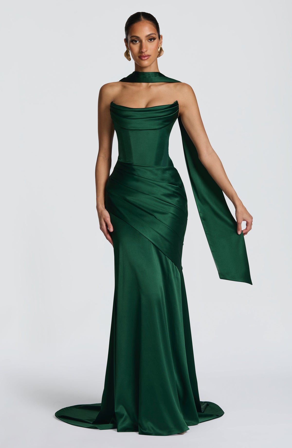 Kensington Plum Satin Maxi Dress Emerald 4