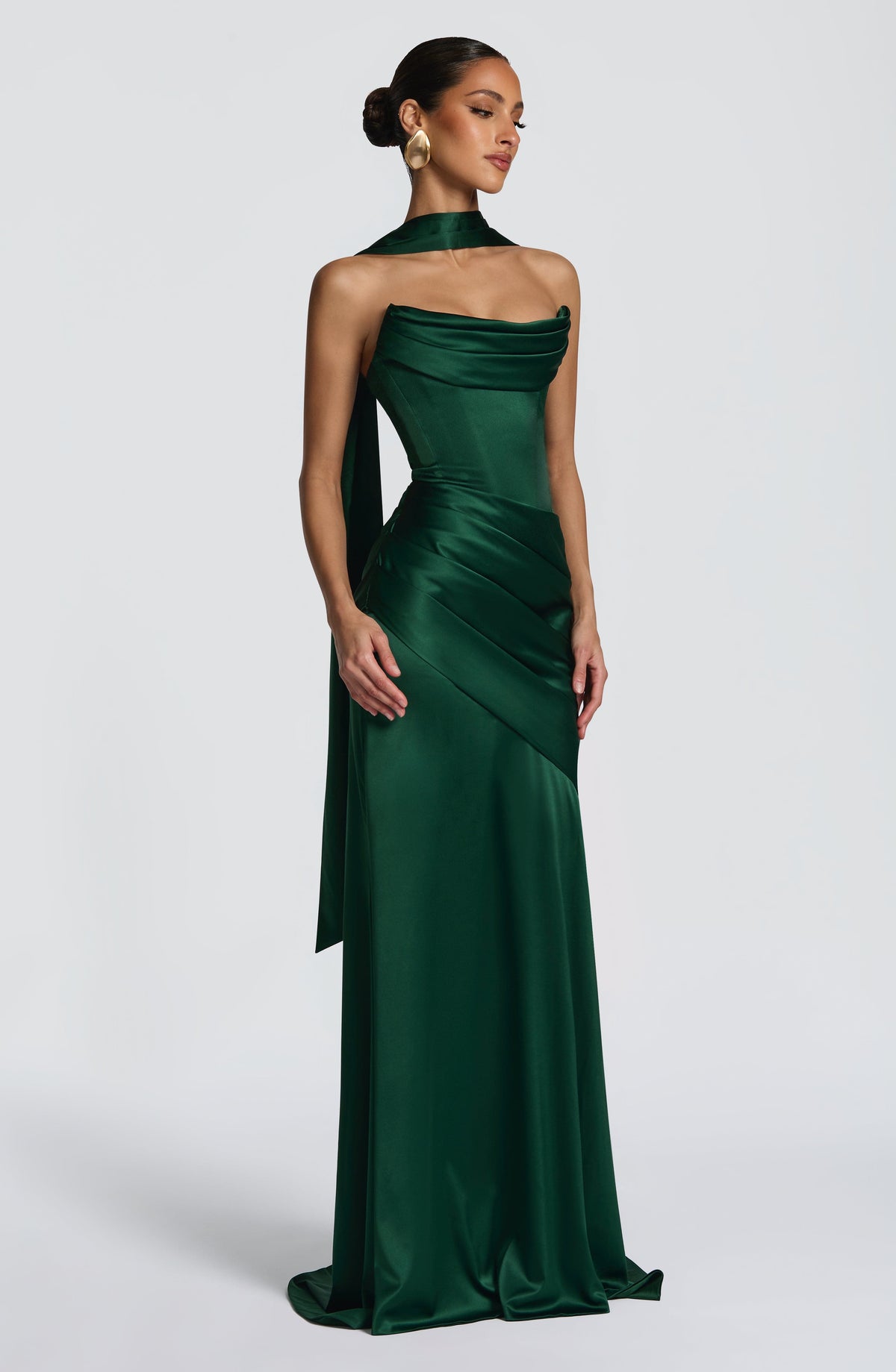 Kensington Plum Satin Maxi Dress Emerald 3
