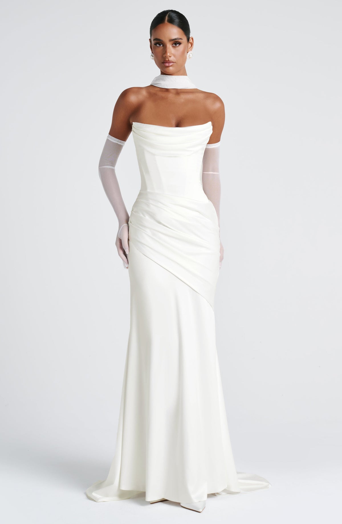 Kensington Plum Satin Maxi Dress Ivory 6