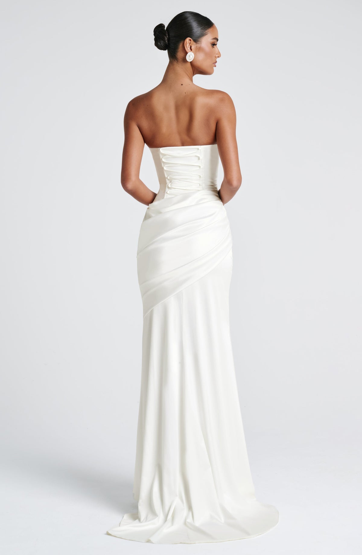 Kensington Plum Satin Maxi Dress Ivory 10