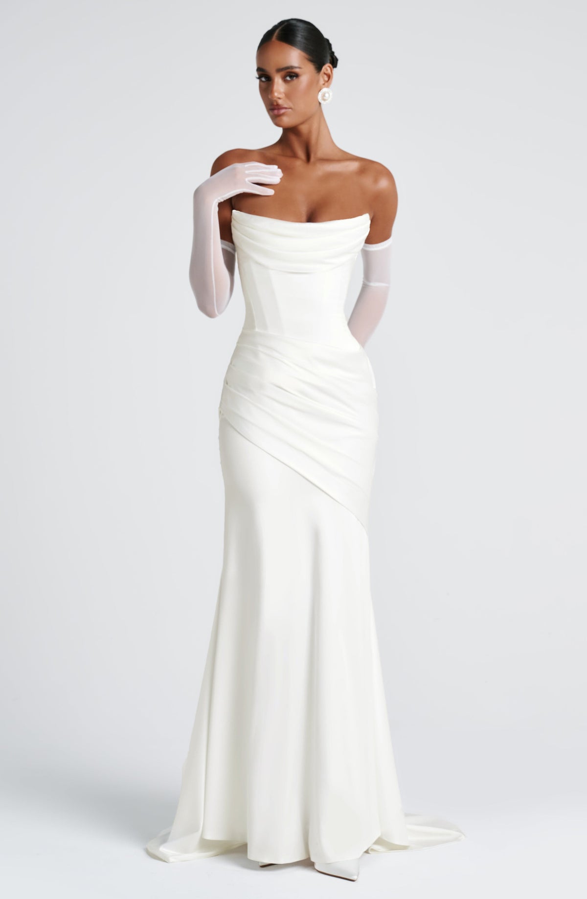 Kensington Plum Satin Maxi Dress Ivory 7