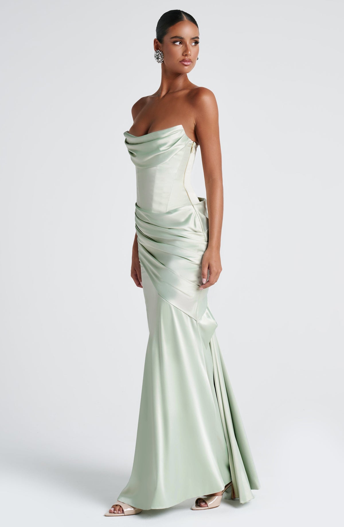 Kensington Plum Satin Maxi Dress Mint 9