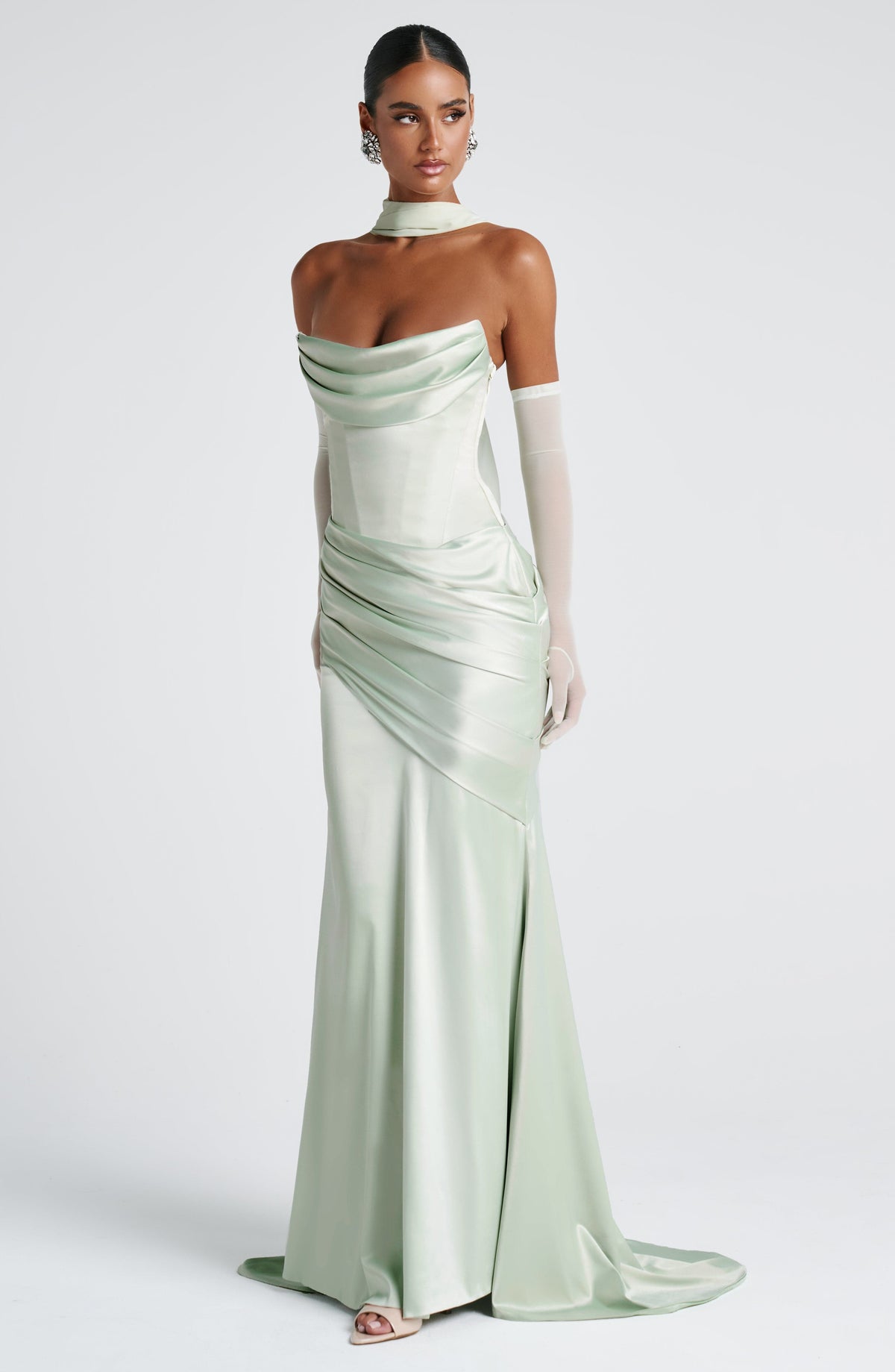 Kensington Plum Satin Maxi Dress Mint 5