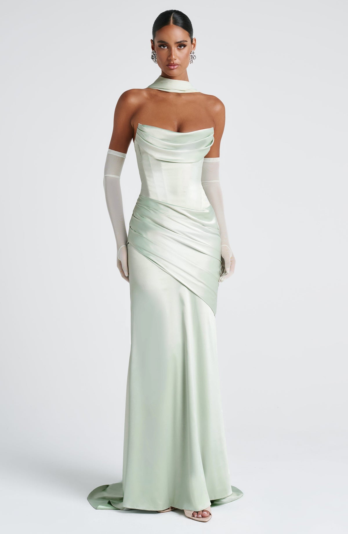 Kensington Plum Satin Maxi Dress Mint 4