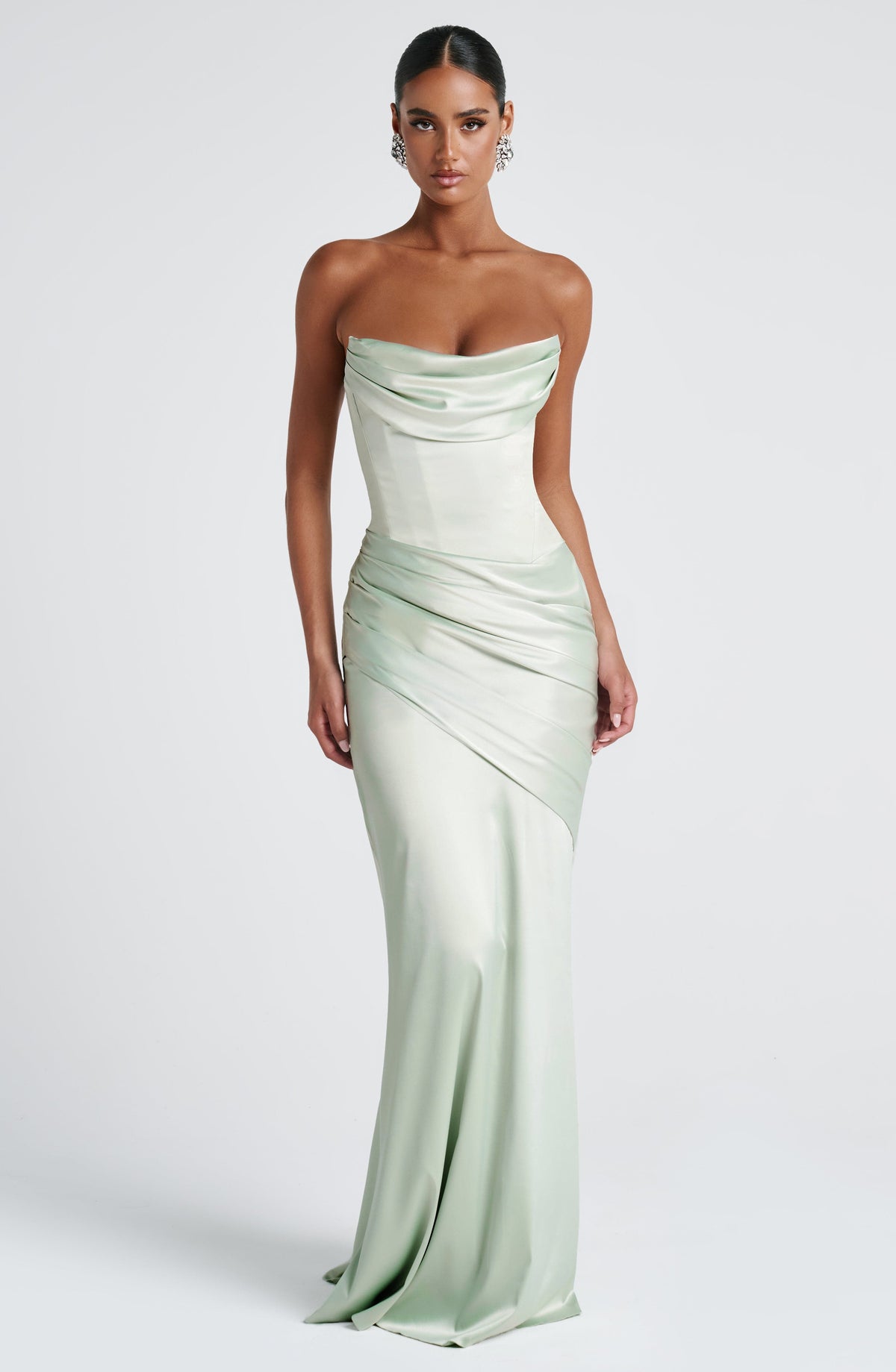 Kensington Plum Satin Maxi Dress Mint 10