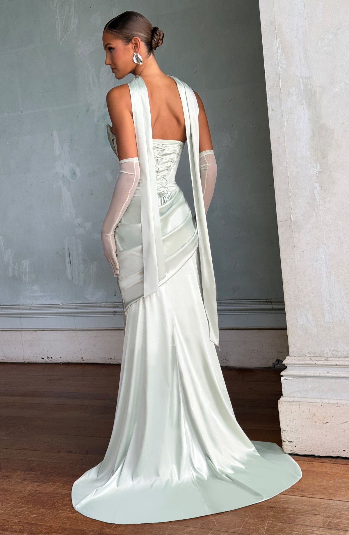 Kensington Plum Satin Maxi Dress Mint 2