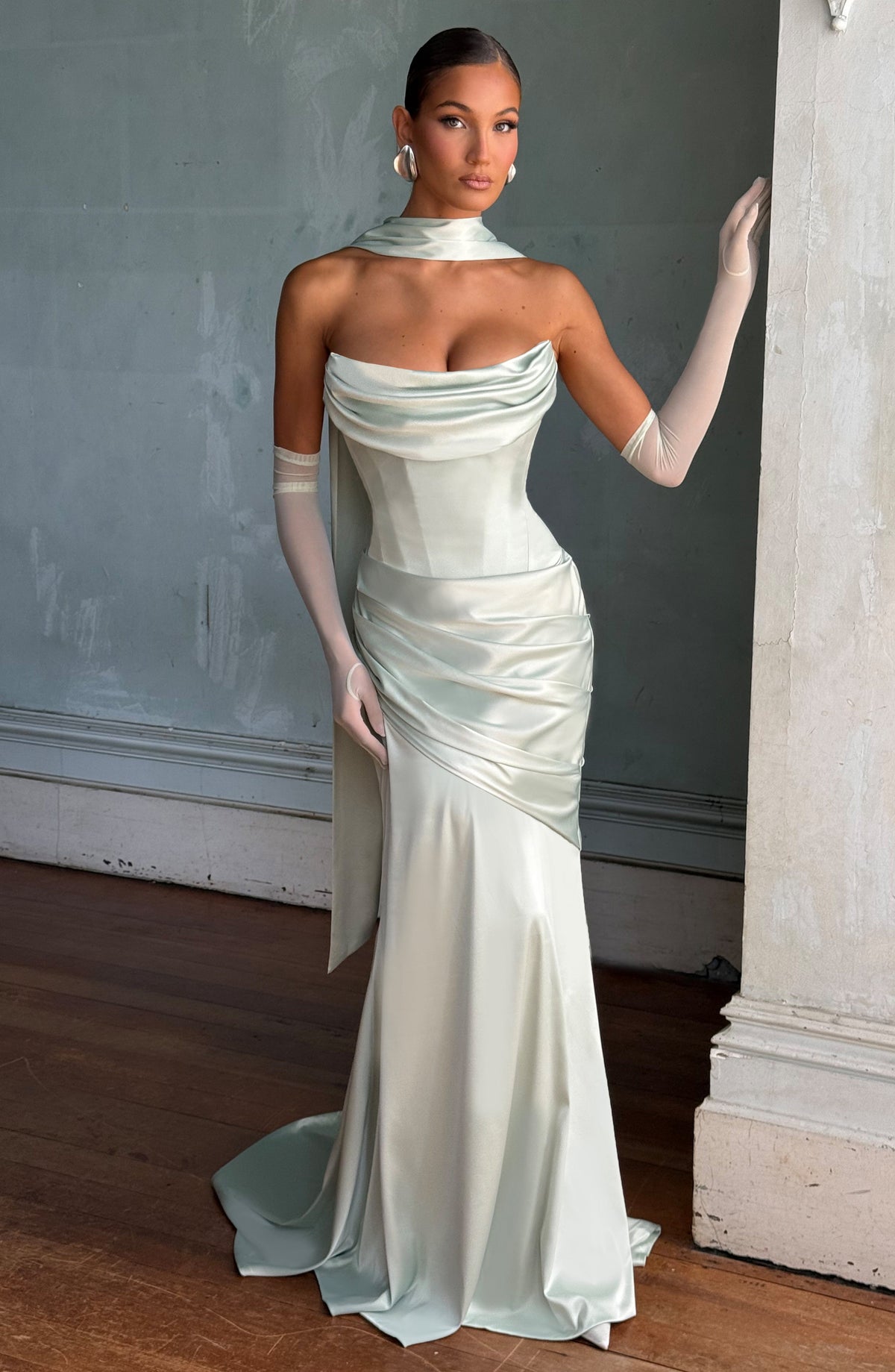 Kensington Plum Satin Maxi Dress Mint 1