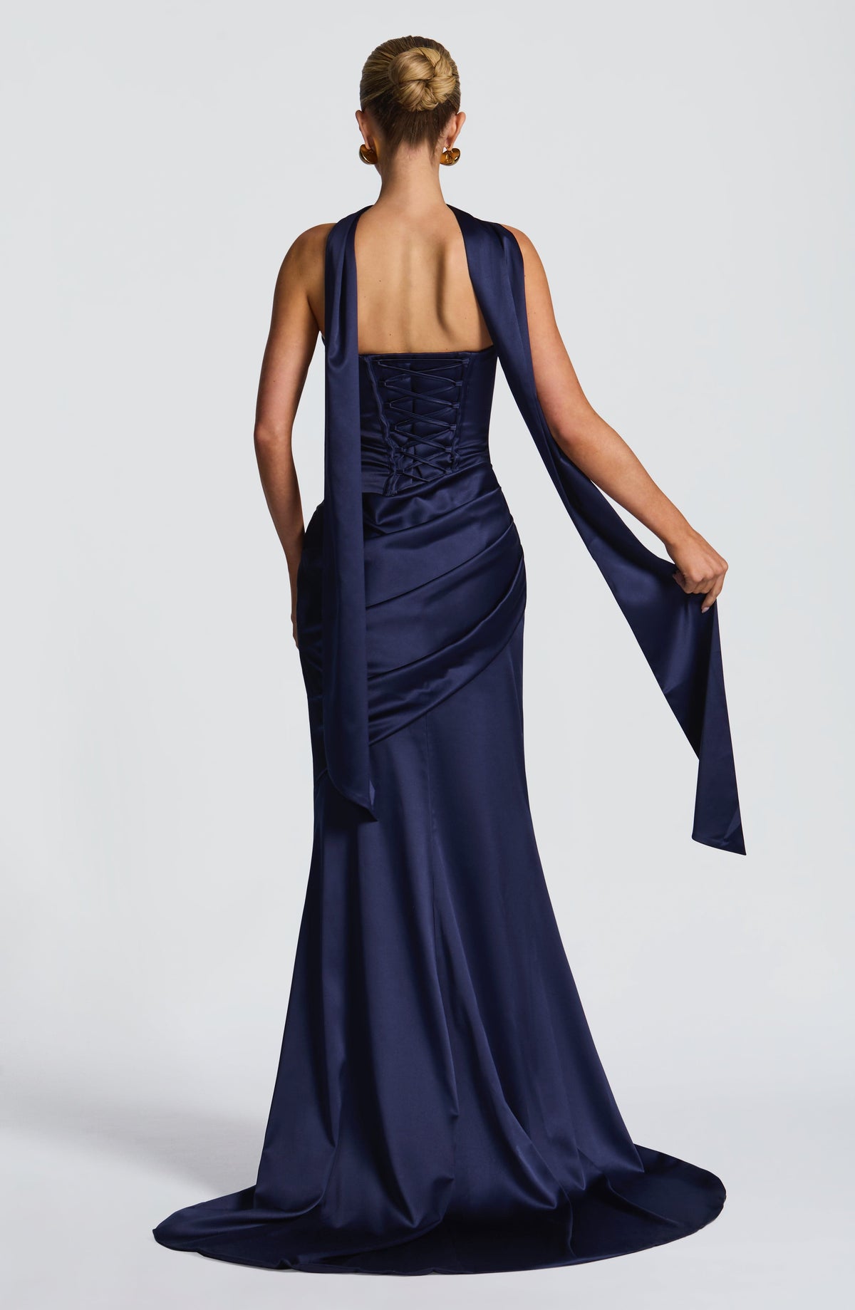 Kensington Plum Satin Maxi Dress Navy 7