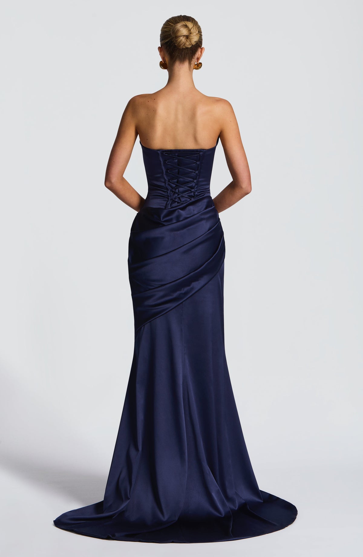 Kensington Plum Satin Maxi Dress Navy 2