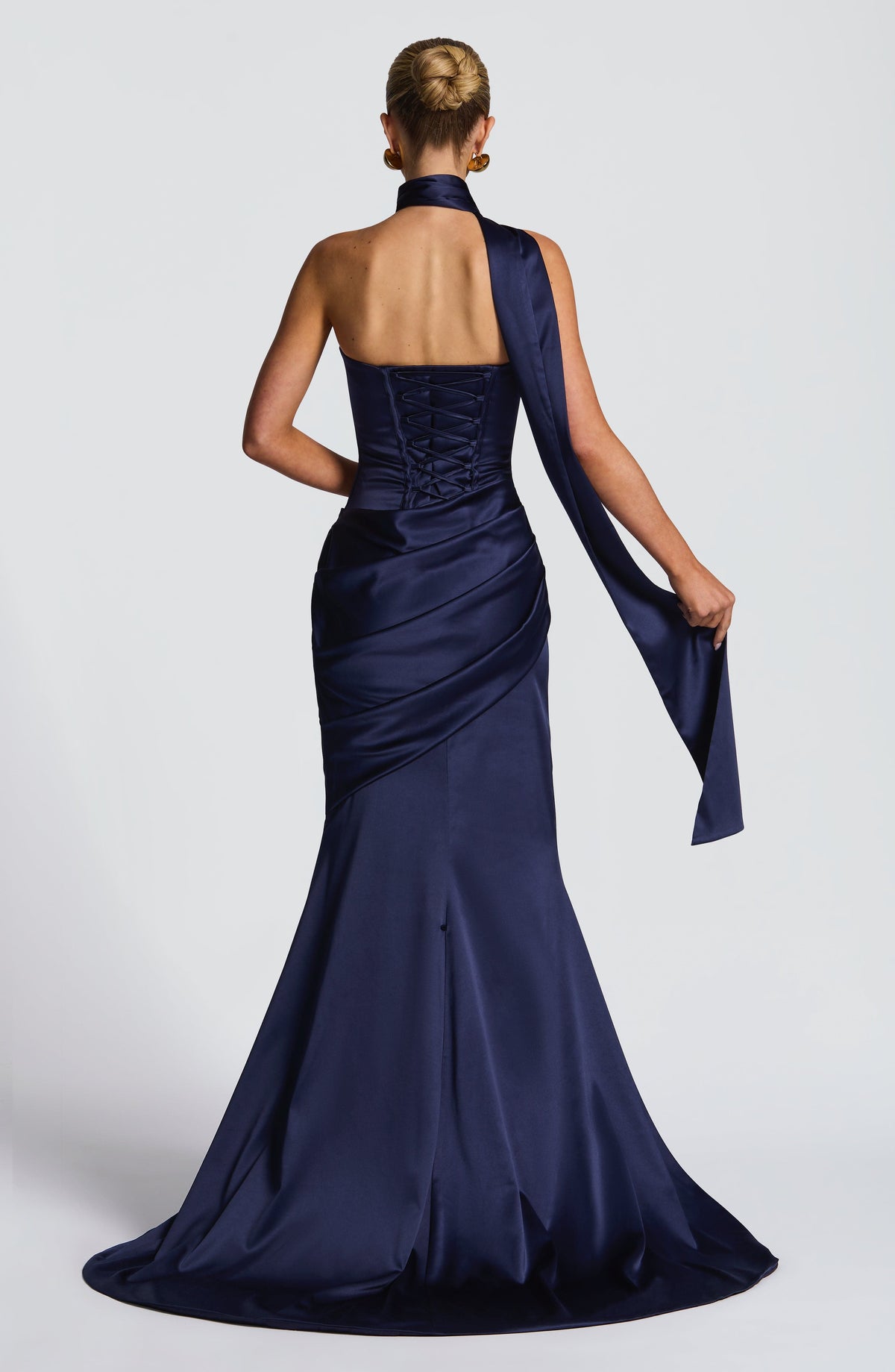 Kensington Plum Satin Maxi Dress Navy 10